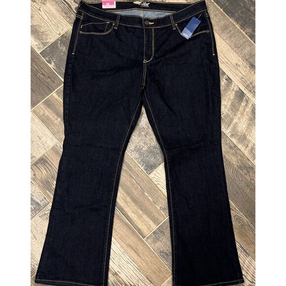 Old Navy Flirt Jeans Womens 16 Short Blue Flared Leg Dark Wash Stretch NWT 37x30 - Picture 1 of 7